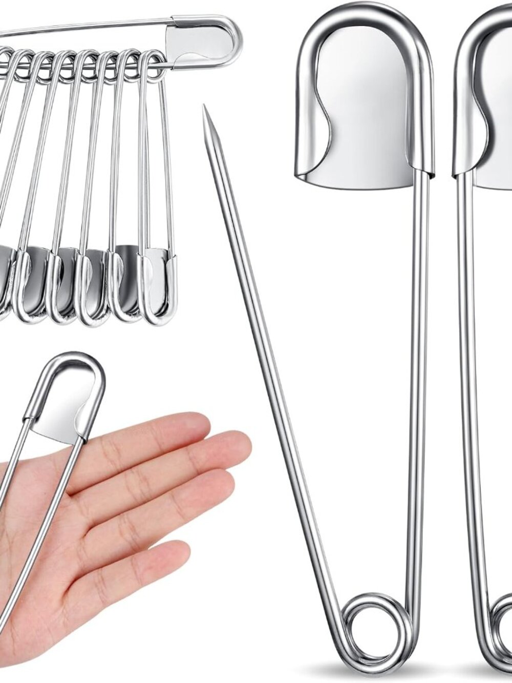 10 Pcs 5 Inch Large Safety Pins, Giant Heavy Duty Jumbo Safety Pin